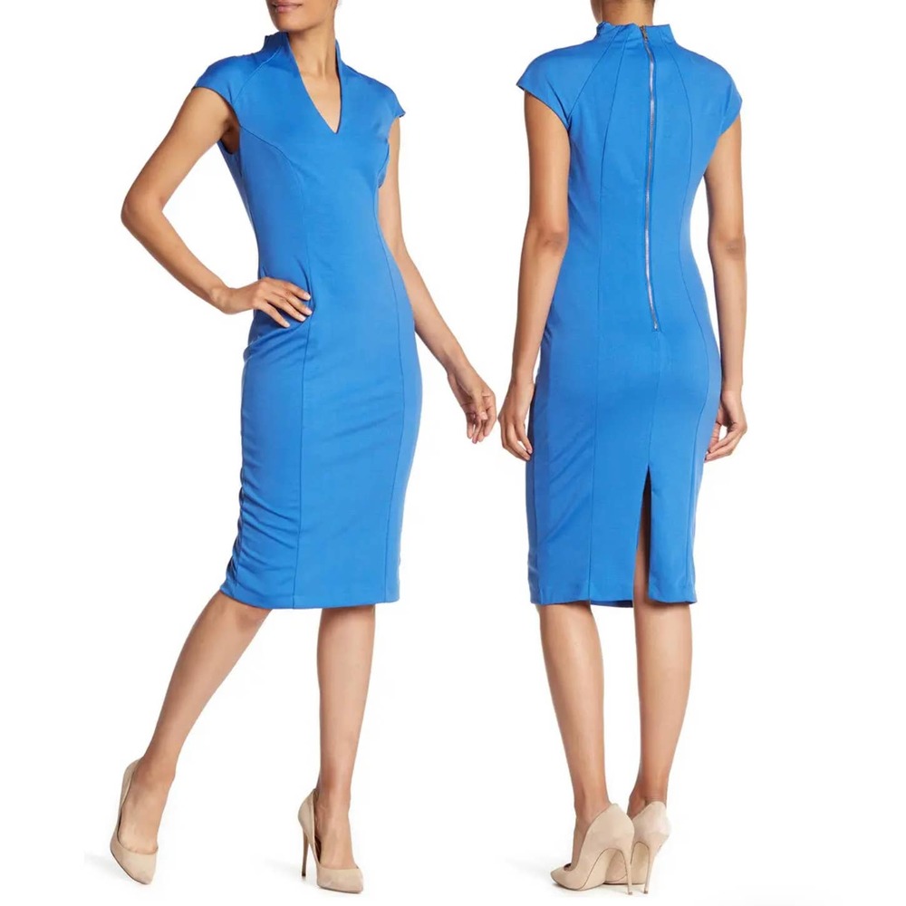 Alexa Admore Cap Sleeve Midi Dress Small palace Blue Small